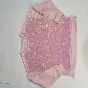 Wonder Nation Girls pink sequence sweatshirt. Size L 10-12 plus.